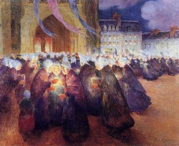Ferdinand Loyen Du Puigaudeau : Nightime Procession at Saint-Pol-de-Leon